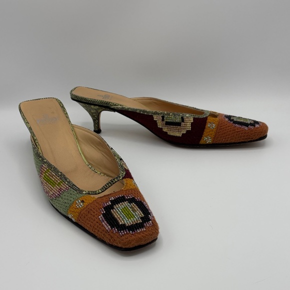 Fendi Shoes - Fendi Beaded Multicolor Mule Heels - Women - Size 9